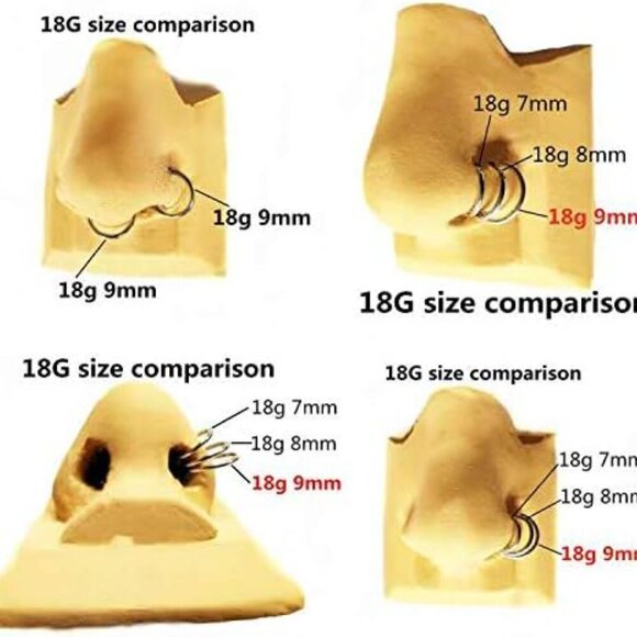 Hypoallergenic Surgical Steel Nose Rings - 18G 16G 14G 12G 10G 8G in Silver, Gol - Picture 4 of 7